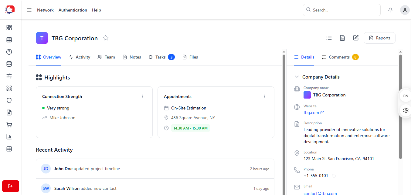 CRM Software Dashboard Interface