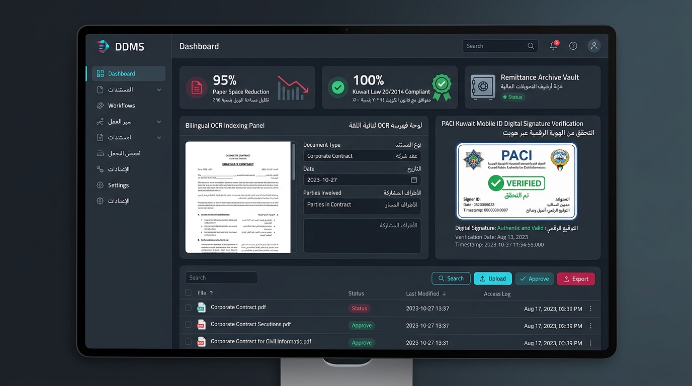DDMS Cloud Document Management System Dashboard Kuwait