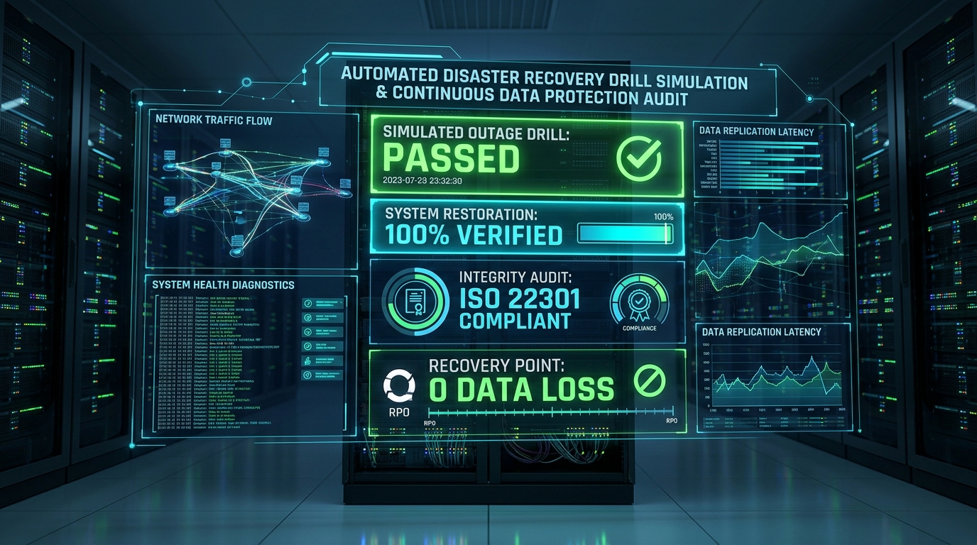Automated Disaster Recovery Outage Simulation, Data Integrity & ISO 22301 Verification Dashboard