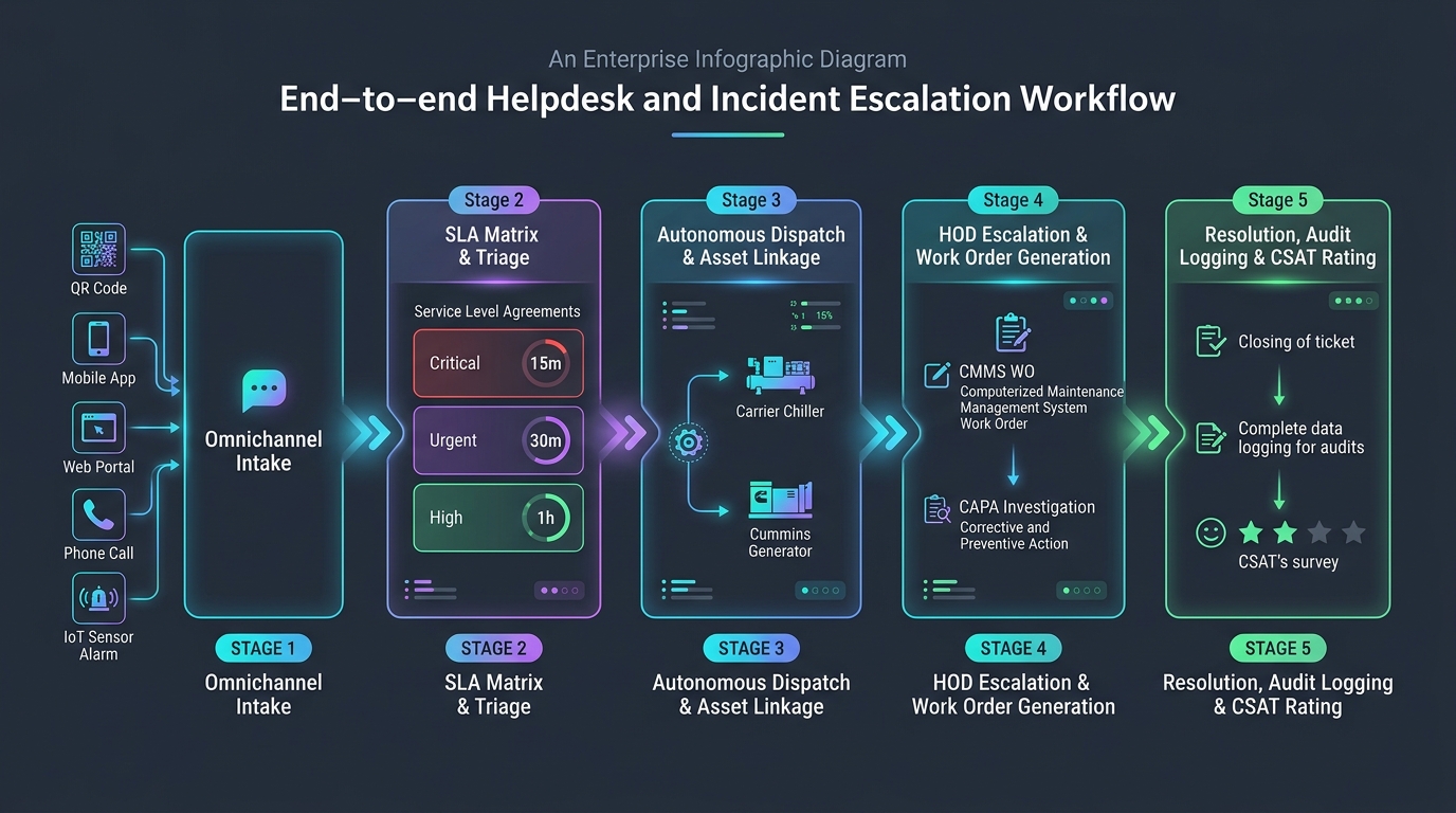 End-to-End Helpdesk and Incident Escalation Workflow